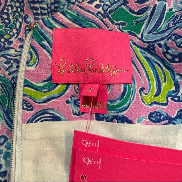 NWT Lilly Pulitzer Maurina Linen Shift Dress in Lilac Rose We Mermaid It size 4 - Picture 12 of 14